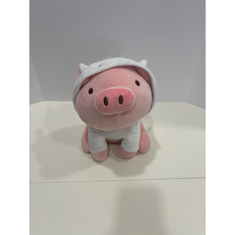 Miniso Pink Pig Plush Stuffed Animal with White Hoodie 10.2 Inch Soft Toy